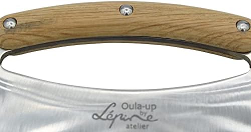 Lepine Atelier Made In France Handcrafted Oula-Up 4mm nehrđajućeg čelika velike kockice za ljuljanje & Sir nož Mezzaluna Herb & Salat Chopper, 8-u, hrastovo drvo ručka, 8-u x 3.35-u