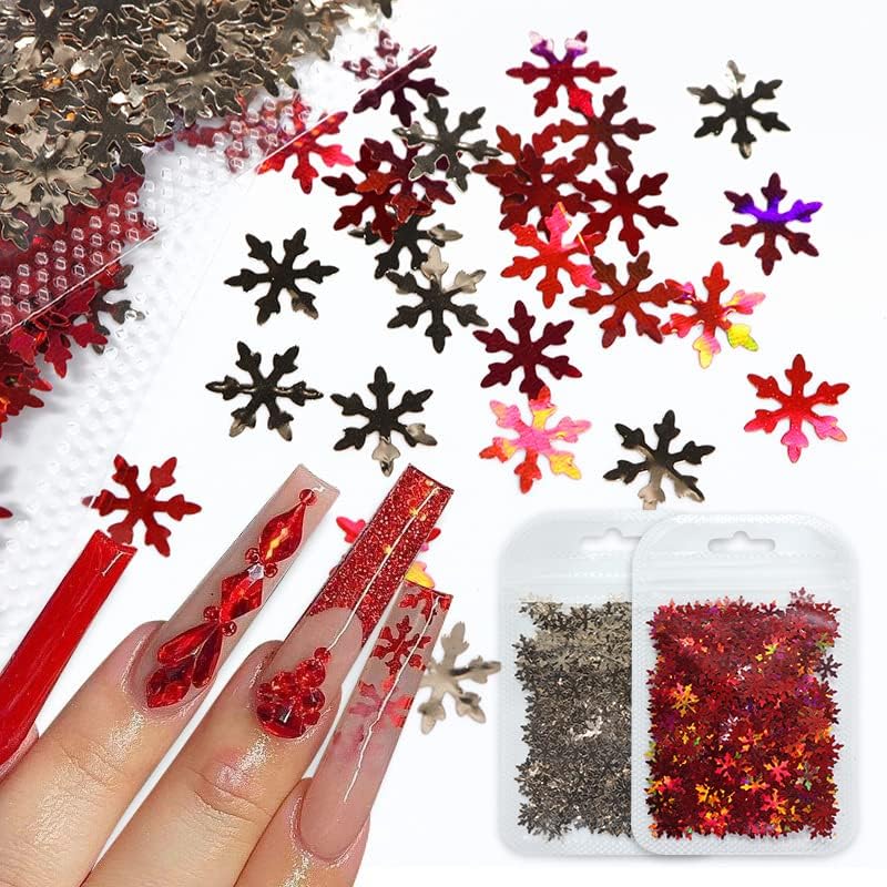 2 torbe 3d Božić Snowflake Nail Glitter šljokice za nail Art ukras, ultratanki Laser svjetlucave