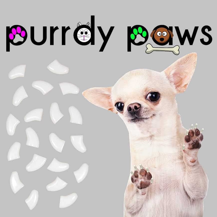 Purrdy Paws 1 godina snabdevanja mekim kapicama za nokte za pseće kandže bijele velike