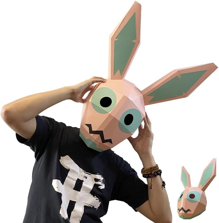 Mumuyilin Rabbit ružičasti papir za životinje Model maska ​​za kostim Party Cosplay, niski