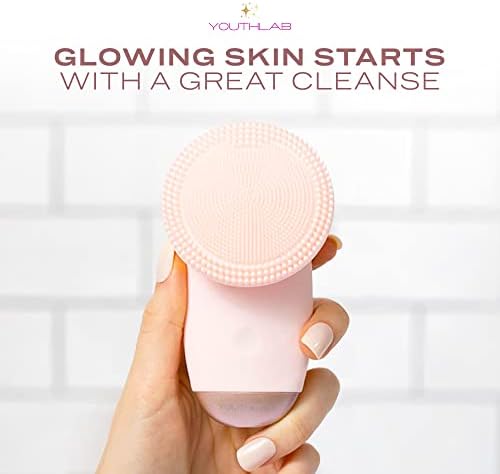 YOUTHLAB SoniGlow, Pink, silikonska četka za čišćenje kože lica, električna, vibrirajuća, čistačica,