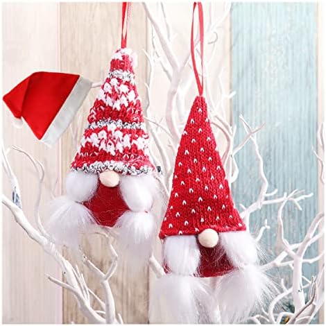 zhou'anblossom božićna jelka viseći ručno rađeni Patuljci ukrasi Set od 2, švedski ručno rađeni plišani Patuljci švedski Tomte Santa Elf viseće Drvo Kućni praznični ukrasi, Crvena, 15x6. 5