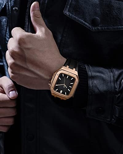 WSCEBCK za Apple Watch 44 / 45mm Mod komplet za komplet, zamjenski silikonski remen kompatibilan sa IWATCH serije 8 / SE / 4/5/6/7 ružičastog zlata