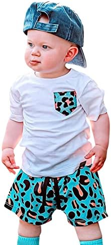 Dječački bebe Little Toddler Kids Baby Boys Outfits Ljetni Leopard Štampanje kratkih rukava T 12 Dječji odjeću