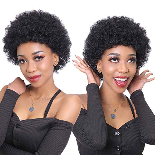 CLIONE kratke Afro kovrčave Perike od ljudske kose za crne žene Kinky Curly kratke perike 150% gustoće Afro perike za afroameričke zamjenske perike prirodna crna boja 1b