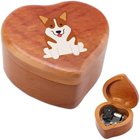 Welsh Corgi Dog Clockwork Music Box Vintage Drveni glazbeni box igračke na poklonima ukrase