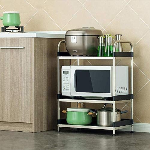 KMMK skladišni nosač pogodan za kuhinju kućna ured dnevni boravak, nehrđajući čelik mikrovalna pećnica stalak za skladištenje metala okvir zaslona za kuhinje, dužina-53cm, 3 razina