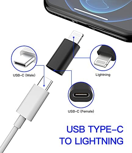 4pack, kompatibilan sa munjem do USB C ženski adapter tipa c priključak za punjenje kabela za punjenje kabela za punjenje kompatibilan za iPhone za Apple 12 11PRO MAX Mini X / XR / XS / SE / 8/7 / 6Plus za iPad zračni kabel