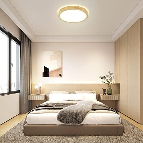 Vikaey Modern LED FLUSH Stropni stropni stropni strop, krug drveta akril u blizini stropne rasvjete, minimalistička stropna svjetiljka za spavaću sobu za kuhinju ulazi u kupaonicu, 11.8 '