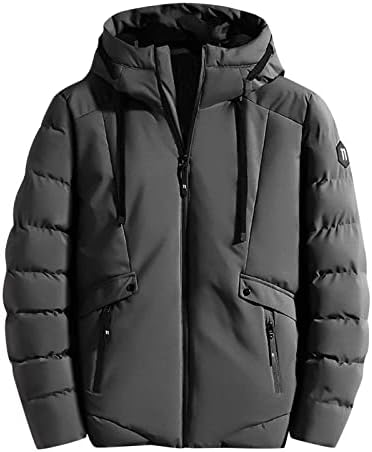 VALSEEL MENS zimski kaput Kratka radna odjeća toplo zadebljani dugi rukav sa kapuljačom sa zatvaračem sa zatvaračem od pune boje pamučna jakna