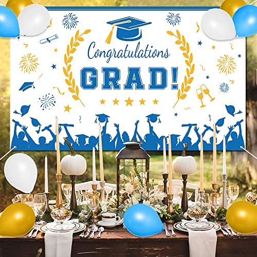 Pozadina za diplomiranje, izuzetno velika pozadina za diplomiranje klasa 2023. godine, pozadina za diplomske fotografije sa balonima od 30 komada, 71x 43,5 inča čestitke za gradsku pozadinu za dekoracije Maturalnih zabava Bijela