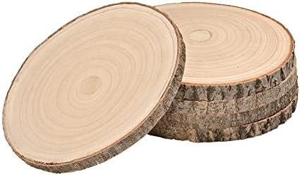 WILLOWDALE 5kom velike drvene kriške za središnje dijelove, 9-10 inča nedovršeni drveni krugovi za zanate Rustikalni drveni okrugli drveni ukrasi, drveni dekor za stolove središnji dijelovi za vjenčanje