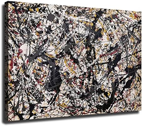 Srebro preko crne, bijele, žute i crvene, 1948 Jackson Pollock platno slikarstvo Print zidna Umjetnost moderna učionica kuhinja spavaća soba Soba estetika dekoracija dječaci ženski poklon Neuramljen i uokviren
