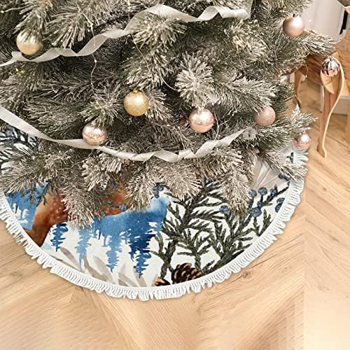 Vantaso šumska drveća od 48 inča Veliko suknje za božićno ukrašavanje, Xmas Tree Mat sa resilicama za kućni dekor za odmor