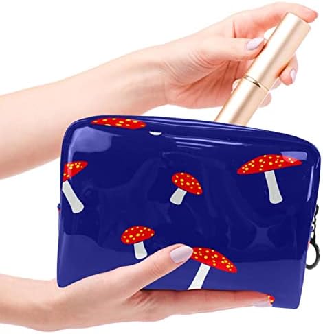 Tbouobt kozmetička torba za žene, šminkerne torbe Sobni toaletni torbica Putni poklon, gljive plava crvena