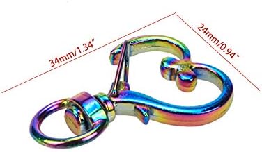 LC LICTOP Rainbow Metalni oblik srca okretni ključ za ključeve Snap Creative formu Šareni isječak okidača za
