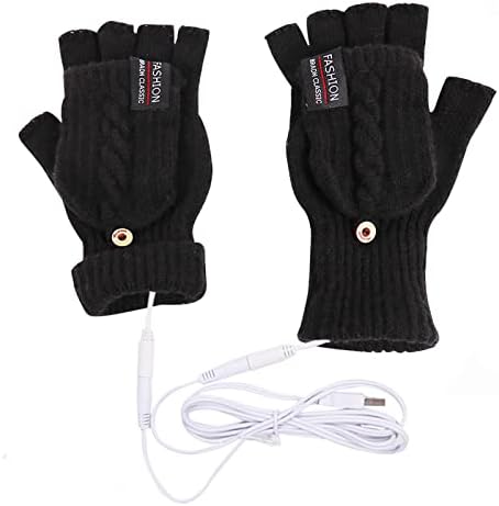Ženske modne ležerne rukavice Laptop grijani muškarci USB puni i pola ručne zimske rukavice za mitten žene ženske tople pletene