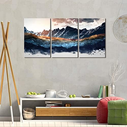 Zidna Umjetnost planinskog platna, apstraktni pejzažni zidni dekor od platna, plava platna