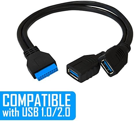 KINGWIN 2 PORT USB 3.0 SPLITTER adapter USB tip Žena do 20-pinska zaglavlje matične ploče produženi kabel. Dodajte dodatne USB 3.0 portove na bilo koji računar sa ovim adapterom, unazad kompatibilan sa USB 2.0 / 1.0
