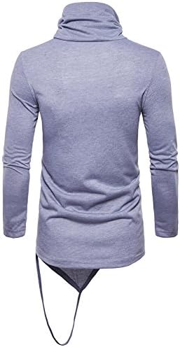 Elonglin Muška duga majica Boys Hem majica s dugim rukavima Turtleneck asimetrična pulover Sportska majica obične boje