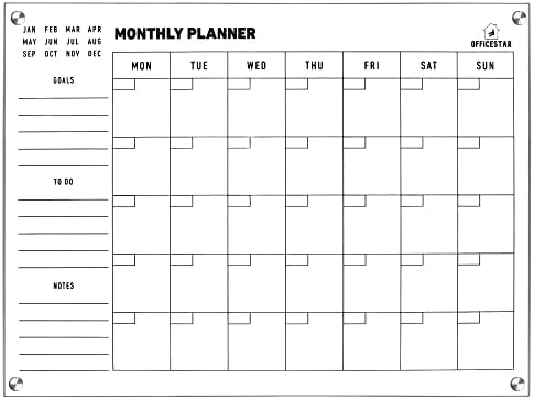 SlužbenikStar 28 x 21 x 0,2 inča - Akrilni kalendar za zid - Veliki - mesečni organizator Suha brisanja