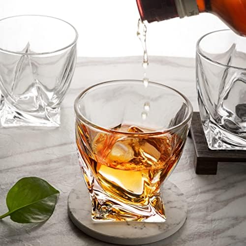 LANFULA kristalne naočare za viski, staromodna čaša za koktel za piće Burbon Scotch Whisky votka, veliki set čaša za kamenje od 4