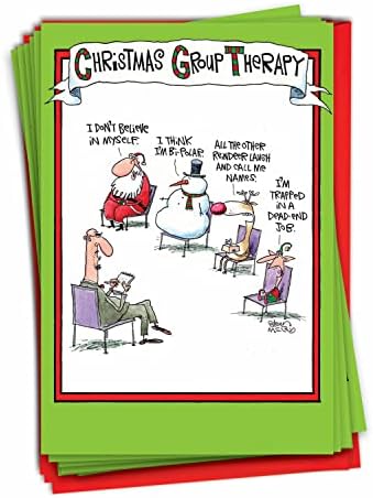 NobleWorks paket od 12 božićnih čestitki sa kovertama, humor Holiday Box za muškarce i žene - grupna terapija