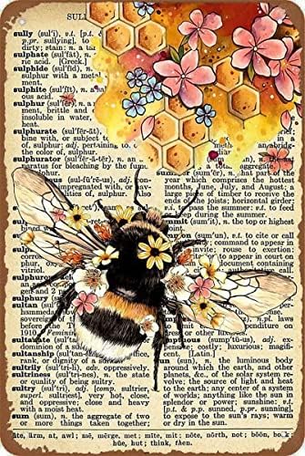 WZVZGZ Honey Bee Flower životinja Antique Limeni znak Bar Poster metalna zidna ploča Vintage Limeni znak zid
