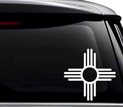 Zia Sun simbol Native Indijska naljepnica za naljepnicu za upotrebu na laptopu, kacigu, automobilu, kamionu, motociklu, prozorima, braniku, zidu i veličini dekora- [10 inča] / [25 cm] visok / color-sjaj bijeli