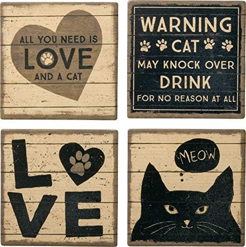 Primitivi od Kathy Coaster Set sve što Vam treba je ljubav i kuhinjski pribor za mačke