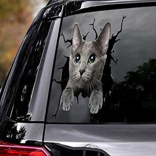 Ruska plava mačka naljepnica Divna mačka naljepnica za pucanje kućnih ljubimaca za kućne ljubimce Dizajn naljepnice ruske plave mačke ljubitelje automobila / naljepnica