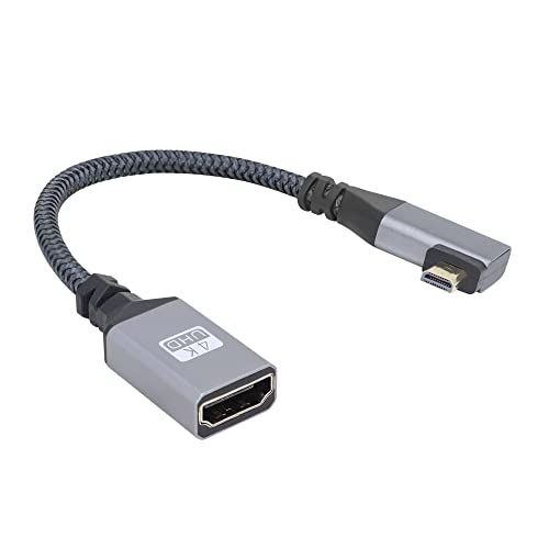 Rieiyoca 4K Micro HDMI kabel za HDMI adapter, lijevi kut Micro HDMI muški do HDMI ženski aluminijski
