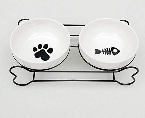 Zdjela za mačke dvostruka zdjela keramička zaštita Zdjela za vratni pršljen, posuda za hranu za mačke protiv