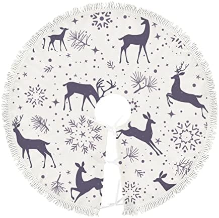 Xollar Xmas Tree suknje velike 48 Prekrasne jelene, unutarnje vanjske božićne ukrase stablo prostirke za zimsku zabavu Nova godina sa resilicama