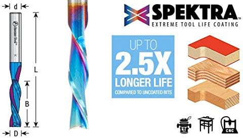 Amana Tool - 46201-K ​​Solid Carbide Spektra Extreme Tool Life Filla Spiral Spirge 3/16 Dia