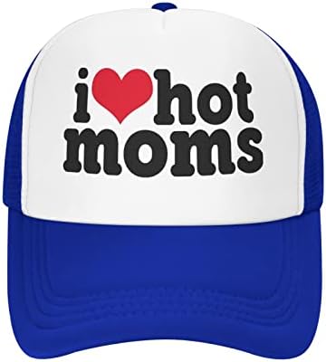 I Heart Hot Mams kamiondžija, podesiva mreža mreža, uniseks bejzbol šešir, pogodan za sport, ribolov, putovanja.