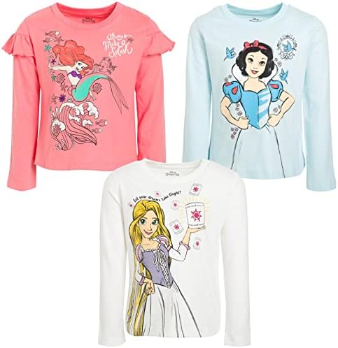 Disney princeza Ariel Pepeljuga Tiana Belle Jasmine Moana 3 Pakovanje majica Majice Toddler do Big Kid