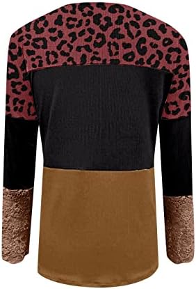 Nokmopo Womens Flannel majice dugih rukava modna ploča leopard čipke čipke dugih rukava gornje