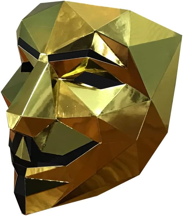 Mumuyilin Golden V papirna maska ​​za kostim Party Cosplay, niski Poly 3D Papercraft Art origami, DIY CRAFT poklon ručno rađen
