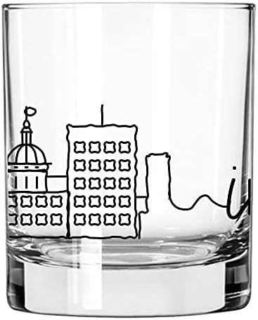 Toasted Tales Indianapolis Skyline Whisky Glass / Indianapolis Glass Scribble gradovi / 11 oz. Old