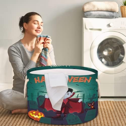 Happy Halloween bundeve 03 Velike okrugle košare za skladištenje basketa za pranje rublja sa ručkim košarom za pohranu za skladištenje za kupaonicu kante za organiziranje jaslice za čišćenje Djevojka dječaka