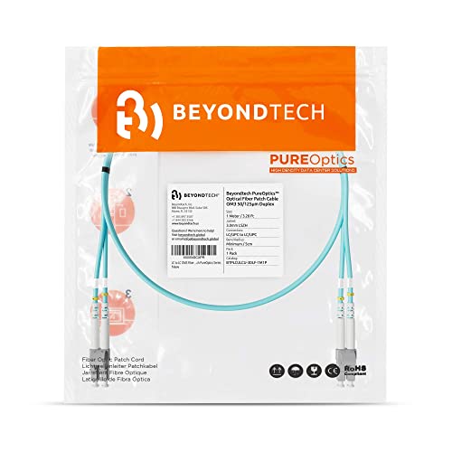 Beyech LC do LC vlaknastih kabelskih kablova multimode dupleks - 1m - 50 / 125um OM3 10G LSZH Pureoptics Cable serije