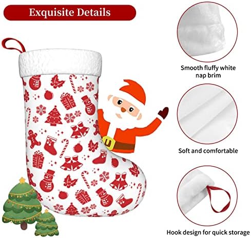 NDZHZEO CRVENI bijeli snjegovići božićne čarape personalizirani uzorak Porodična Xmas Čarape Dekoracija Viseći