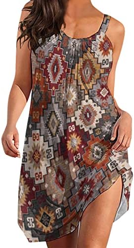 Žene 2023 Bohemian Print Ljetna casual haljina bez rukava Flowy Sunderss plaža Poklopac Maxi haljina