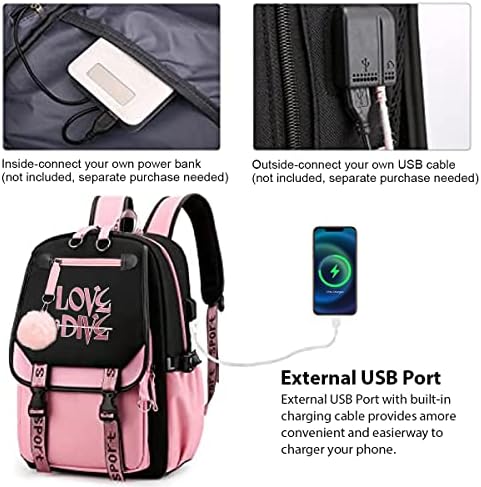 Ezerki 15.6-inčni ruksak za laptop za žene, casual ruksak College Torba sa USB punjenjem i priključkom