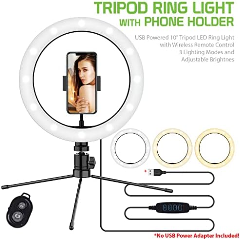 Svijetlo selfi prsten trobojno svjetlo kompatibilno sa vašim Samsung SM-N910PZKESPR 10 inča s daljinskim upravljačem za prijenos uživo / šminku / YouTube / TikTok / Video / snimanje