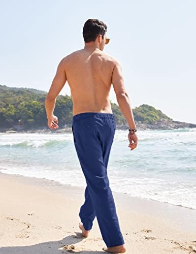 Coofandy muške posteljine posteljine elastične strukske crkvene plaže joge pantalone lagane ravnoteže nogu s džepovima