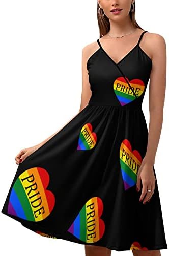 Baikutouan gay ponos ljubav heart ženska seksi haljina ležerna ležerna rufffre haljina ljuljačka midi
