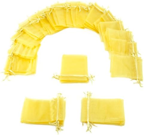 Brybelly 50 pakovanje 4 x 6 žuta Drawstring Organza storage torbe - Party Favor torbica za vjenčanja,