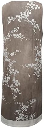 Žene Casual cvjetni Print 2023 lažne dvodijelne traper haljine bez rukava sarafan sa džepnim okruglim vratom na dugme